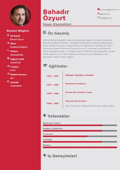 İnsan Kaynakları Örnek cv indir